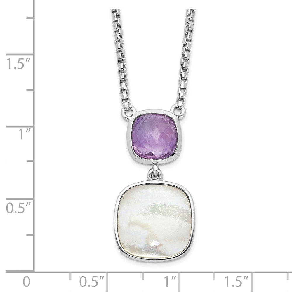 FJC Finejewelers 925 Sterling Silver Amethyst MOP Necklace 18 Inches x 14 mm