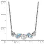 FJC Finejewelers 925 Sterling Silver Sky Blue Topaz and White CZ Necklace 17 Inches x 25 mm