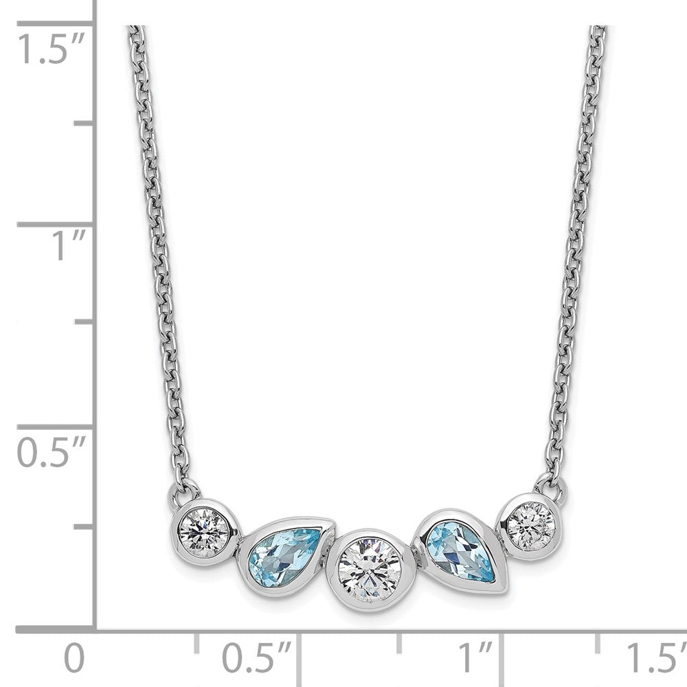 FJC Finejewelers 925 Sterling Silver Sky Blue Topaz and White CZ Necklace 17 Inches x 25 mm