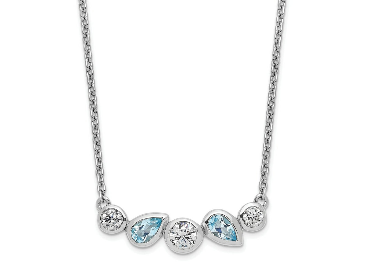FJC Finejewelers 925 Sterling Silver Sky Blue Topaz and White CZ Necklace 17 Inches x 25 mm