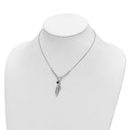 FJC Finejewelers 925 Sterling Silver Cable  Feather and CZ with 1 in Ext Necklace 17 Inches x 7 mm