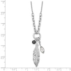 FJC Finejewelers 925 Sterling Silver Cable  Feather and CZ with 1 in Ext Necklace 17 Inches x 7 mm