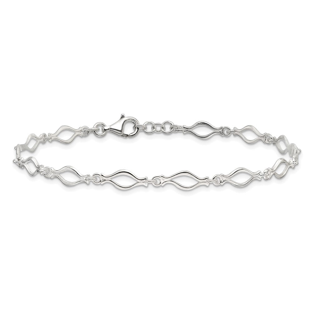 FJC Finejewelers 925 Sterling Silver 9inch Solid Polished Fancy Link Anklet 9 Inches x 6 mm