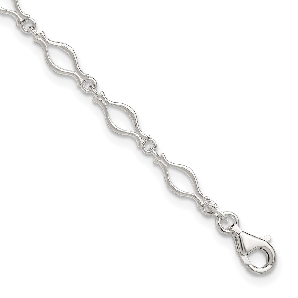 FJC Finejewelers 925 Sterling Silver 9inch Solid Polished Fancy Link Anklet 9 Inches x 6 mm