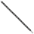 FJC Finejewelers 925 Sterling Silver Fancy  Marcasite and Onyx 7.25 inch Bracelet 7.25 Inches