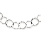 FJC Finejewelers 925 Sterling Silver Open Link Fancy Hammered Necklace 24 Inches