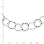 FJC Finejewelers 925 Sterling Silver Open Link Fancy Hammered Necklace 24 Inches