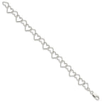 FJC Finejewelers 925 Sterling Silver 8inch Polished Fancy Large Heart Link Bracelet 8 Inches x 10.5 mm