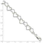 FJC Finejewelers 925 Sterling Silver 8inch Polished Fancy Large Heart Link Bracelet 8 Inches x 10.5 mm