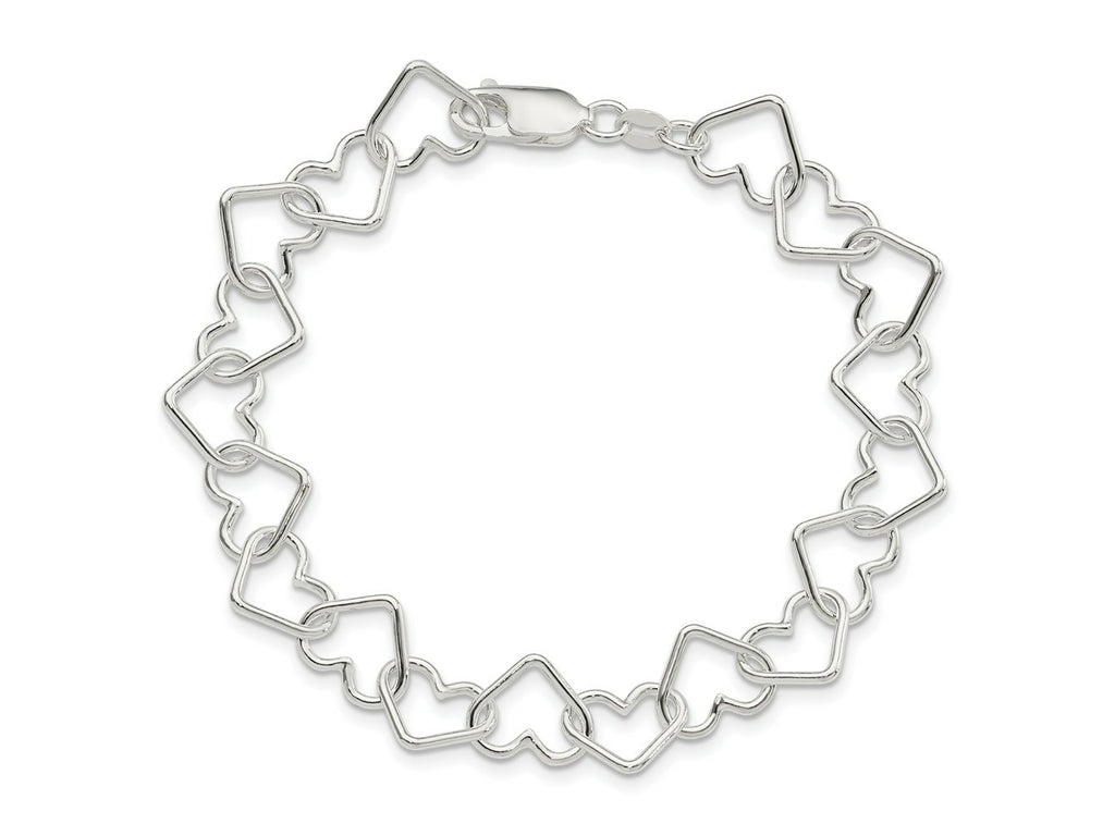 FJC Finejewelers 925 Sterling Silver 8inch Polished Fancy Large Heart Link Bracelet 8 Inches x 10.5 mm