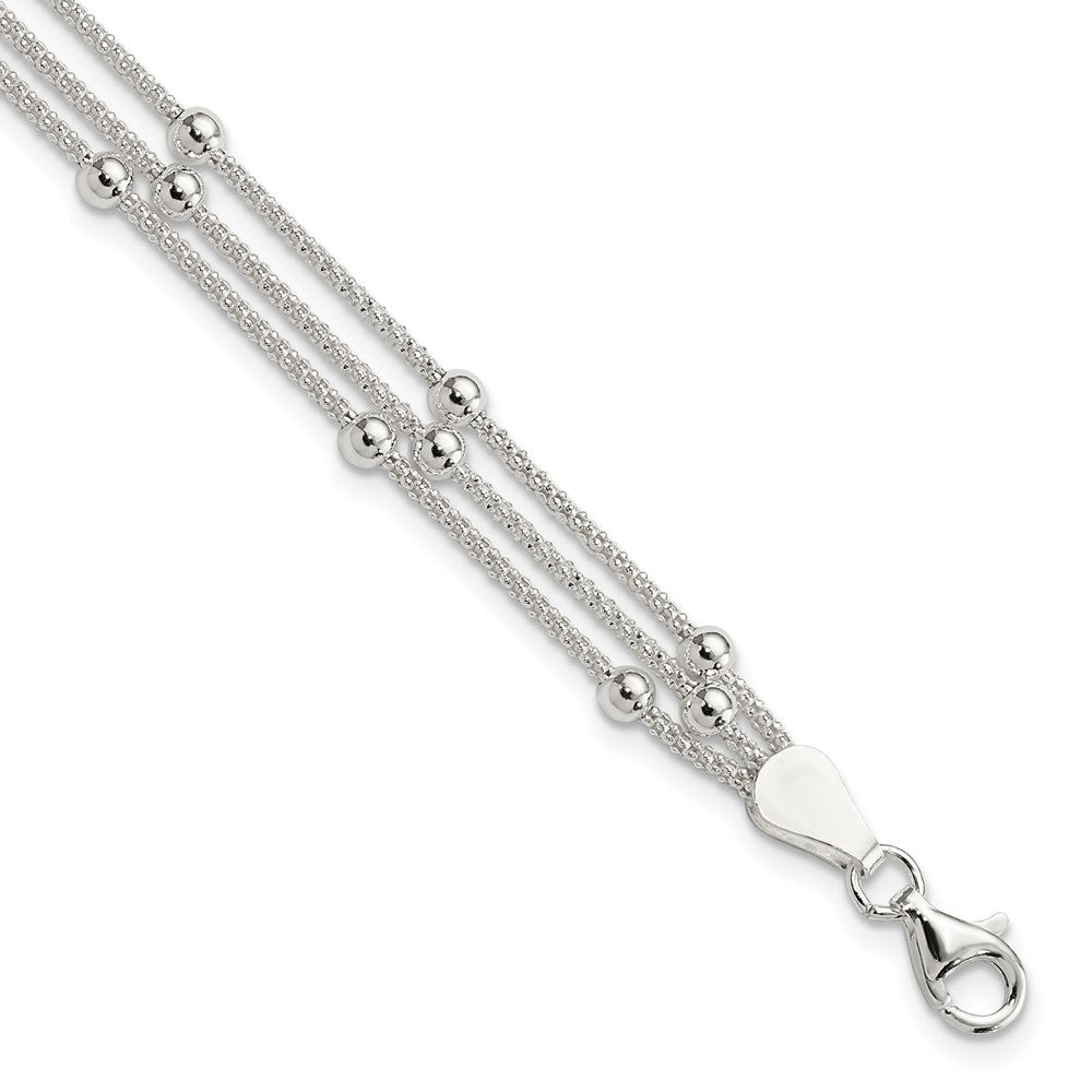 FJC Finejewelers 925 Sterling Silver Ball Polished Beaded 3-strand Bracelet 7 Inches x 3 mm