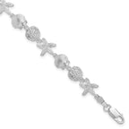 FJC Finejewelers 925 Sterling Silver Bracelets with Station Sand Dollar,Shell,Starfish Bracelet 7.25 Inches