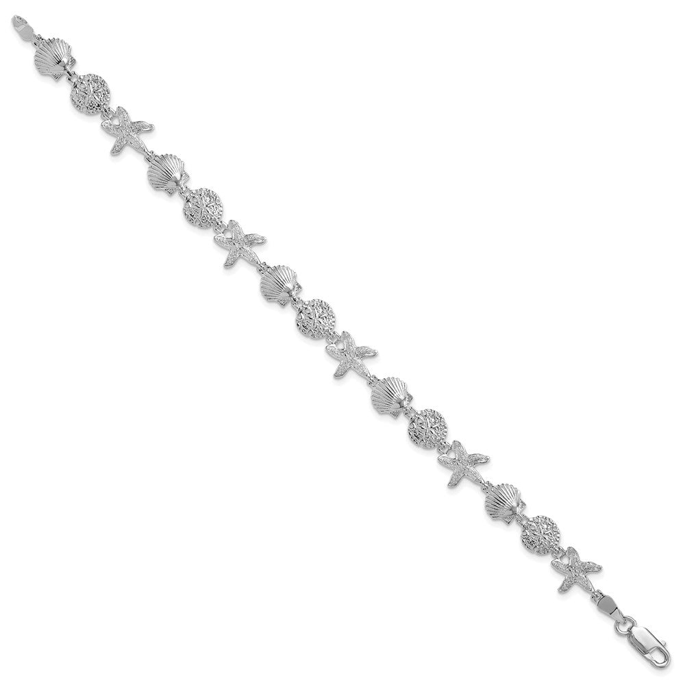 FJC Finejewelers 925 Sterling Silver Bracelets with Station Sand Dollar,Shell,Starfish Bracelet 7.25 Inches