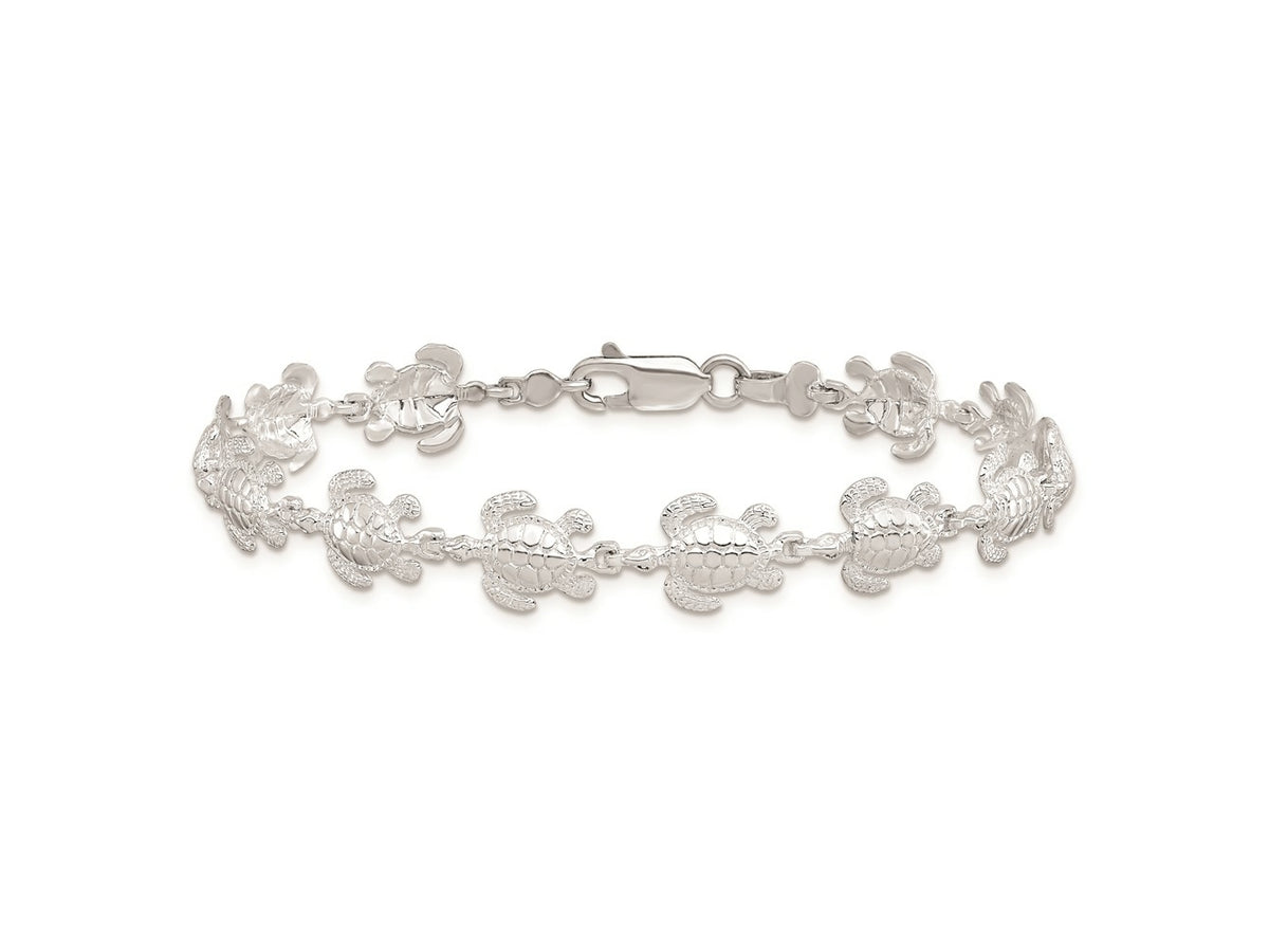 FJC Finejewelers 925 Sterling Silver Bracelets with Station  Polished Sea Turtle Bracelet 7.5 Inches