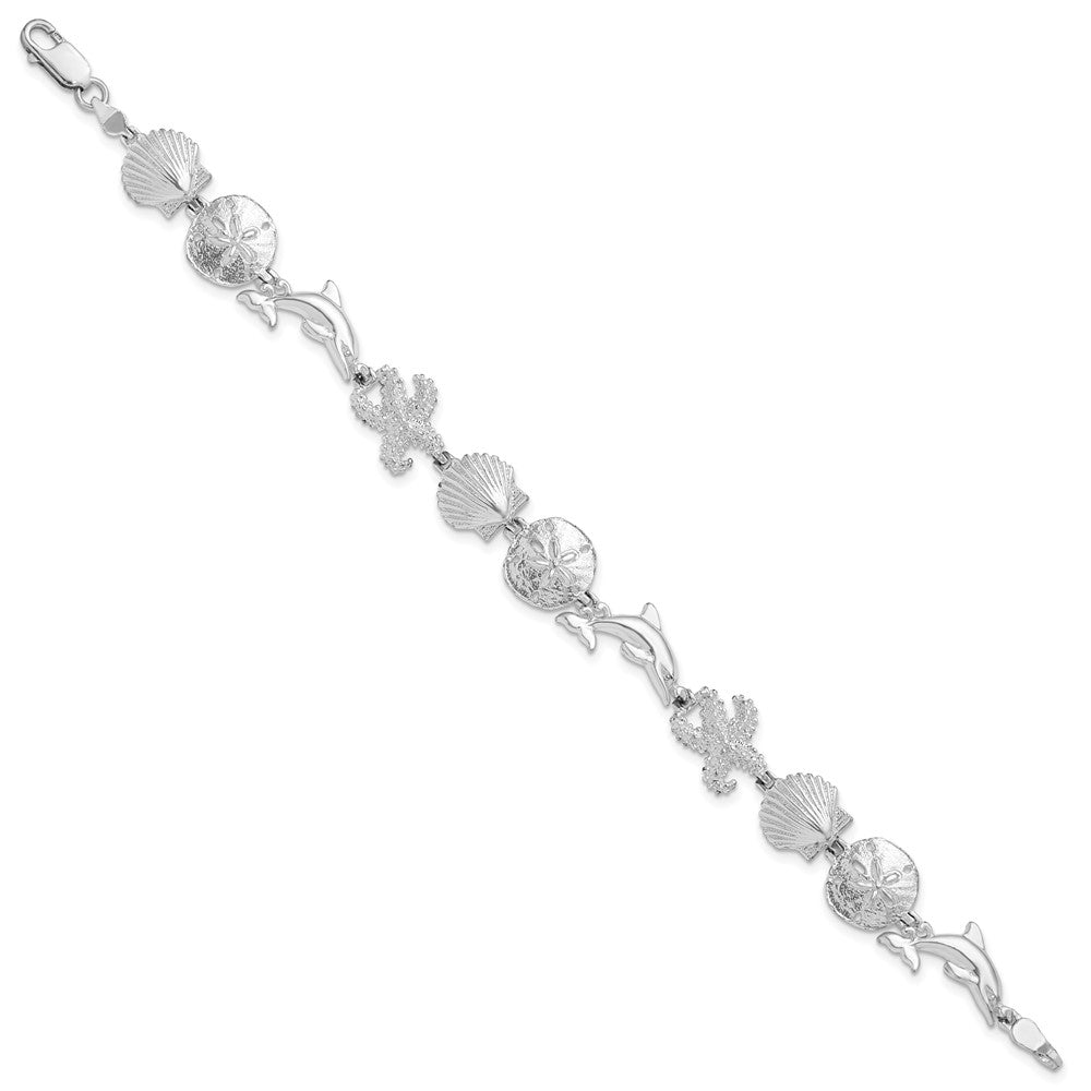 FJC Finejewelers 925 Sterling Silver Bracelets with Station  Polished Sea Life Bracelet 7.25 Inches