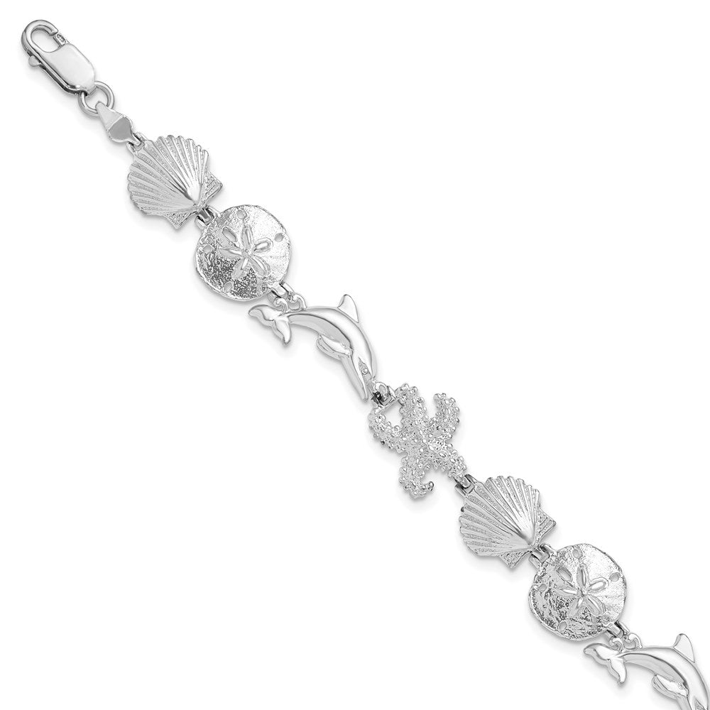 FJC Finejewelers 925 Sterling Silver Bracelets with Station  Polished Sea Life Bracelet 7.25 Inches