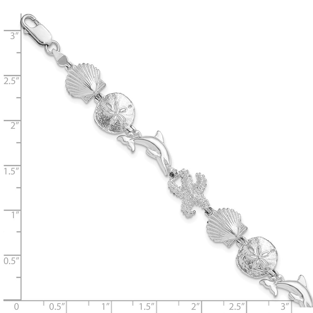 FJC Finejewelers 925 Sterling Silver Bracelets with Station  Polished Sea Life Bracelet 7.25 Inches