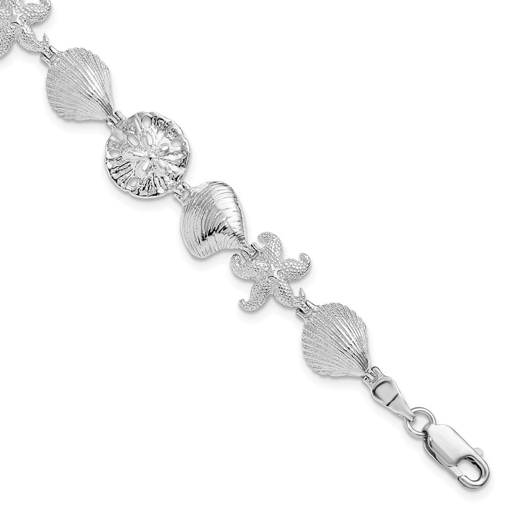 FJC Finejewelers 925 Sterling Silver Bracelets with Station Starfish,Shells,Sand Dollar Bracelet 7 Inches