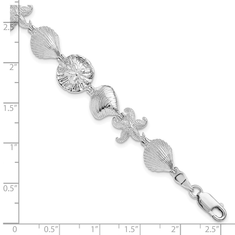 FJC Finejewelers 925 Sterling Silver Bracelets with Station Starfish,Shells,Sand Dollar Bracelet 7 Inches