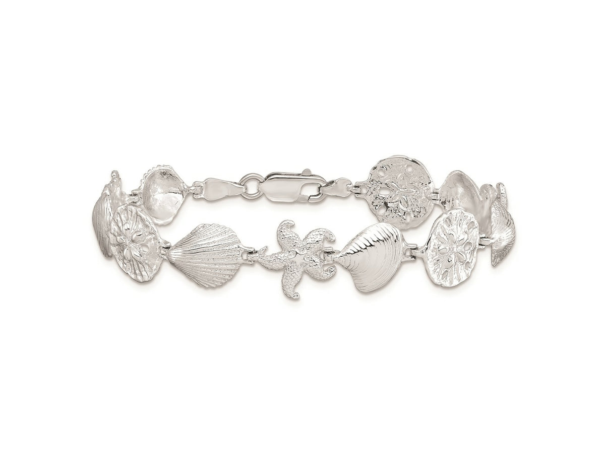 FJC Finejewelers 925 Sterling Silver Bracelets with Station Starfish,Shells,Sand Dollar Bracelet 7 Inches