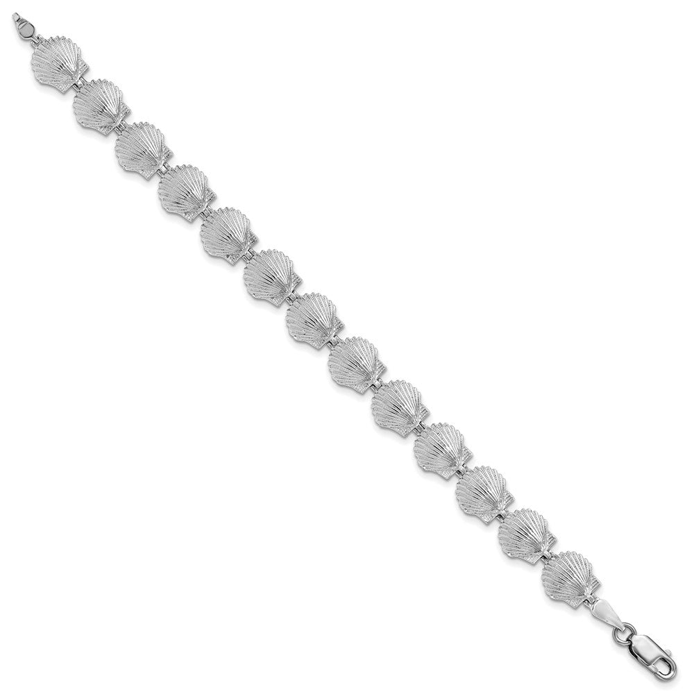 FJC Finejewelers 925 Sterling Silver Bracelets with Station  Polished Scallop Shell Bracelet 7.5 Inches