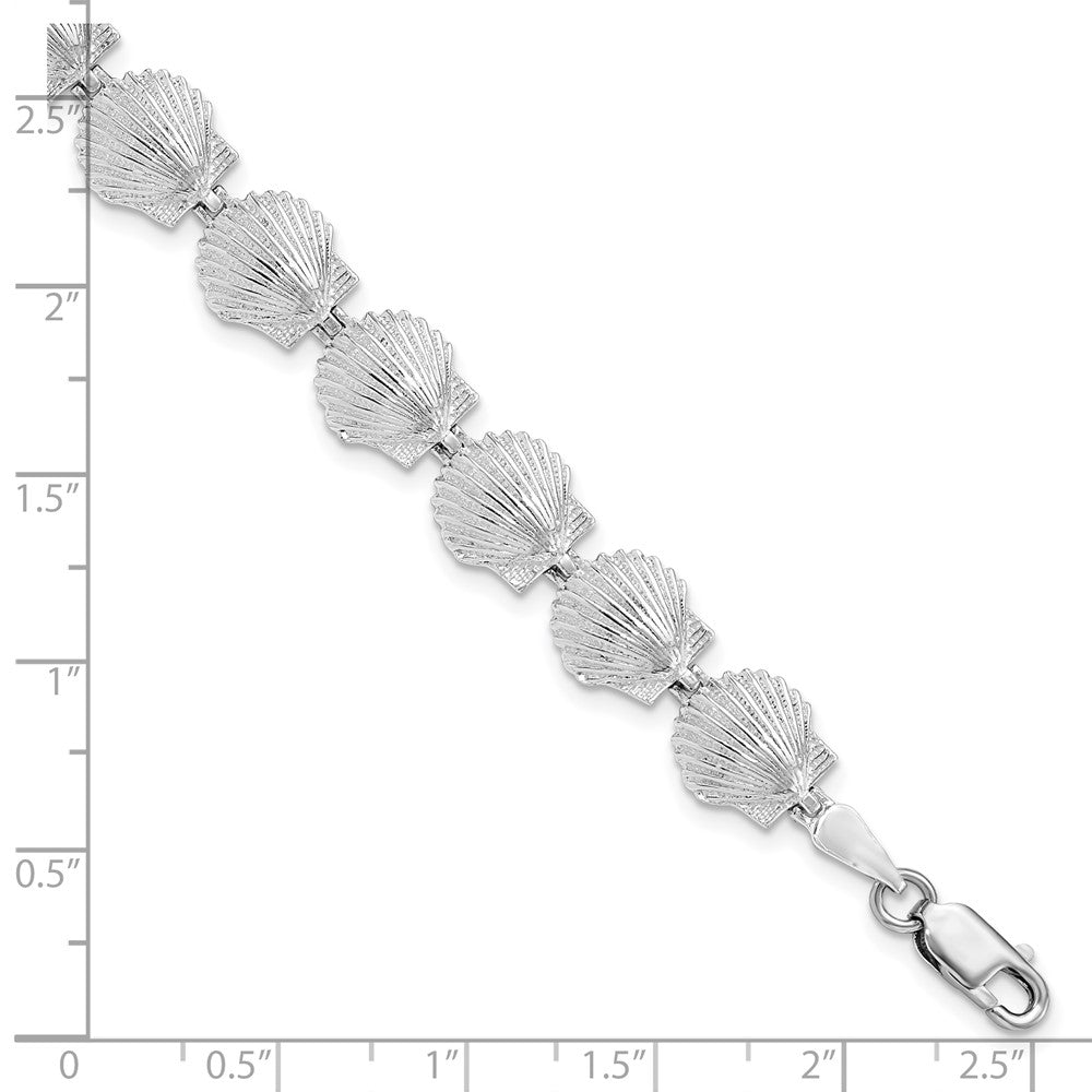 FJC Finejewelers 925 Sterling Silver Bracelets with Station  Polished Scallop Shell Bracelet 7.5 Inches