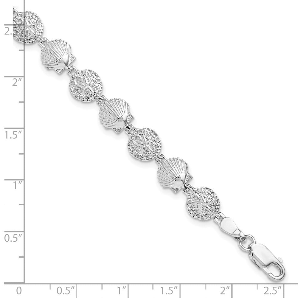 FJC Finejewelers 925 Sterling Silver Bracelets with Station  Sand Dollar and Shell Bracelet 7.25 Inches