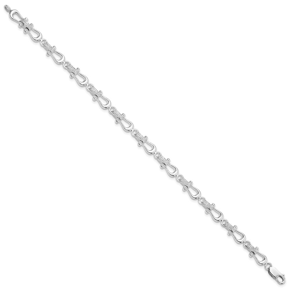 FJC Finejewelers 925 Sterling Silver Rhodium Plated Polished/Textured Mariners Link Bracelet 8 Inches