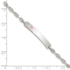 FJC Finejewelers 925 Sterling Silver Polished ID with Pink CZ Bracelet 7.5 Inches x 5 mm
