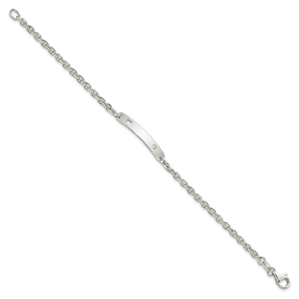 FJC Finejewelers 925 Sterling Silver Polished ID W/CZ Heart Bracelet 7.5 Inches x 5 mm