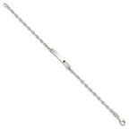 FJC Finejewelers 925 Sterling Silver Anchor Polished ID with Red CZ Heart Bracelet 7.5 Inches x 5 mm