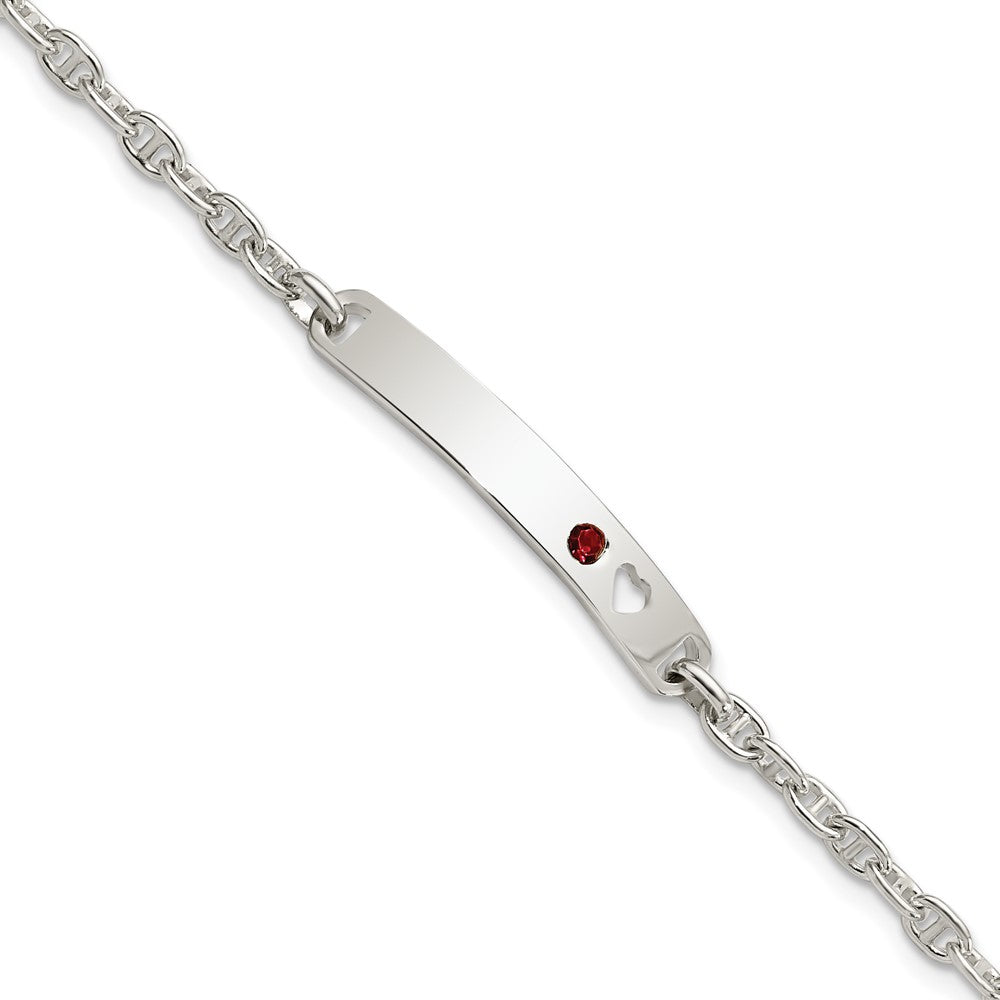 FJC Finejewelers 925 Sterling Silver Anchor Polished ID with Red CZ Heart Bracelet 7.5 Inches x 5 mm