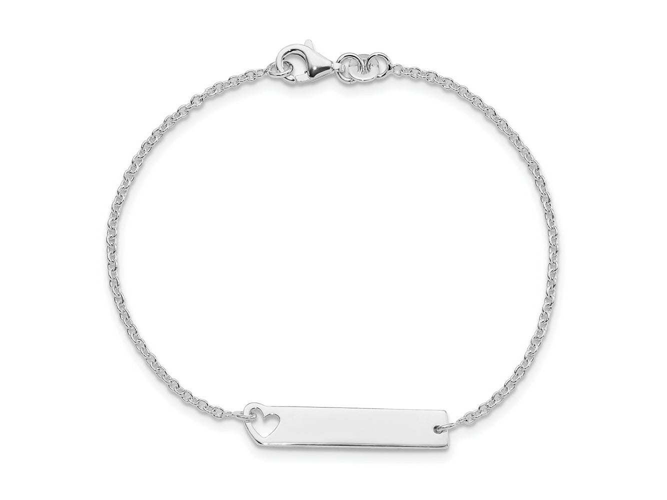 FJC Finejewelers 925 Sterling Silver Polished Heart ID 7in Bracelet 7 Inches x 6 mm