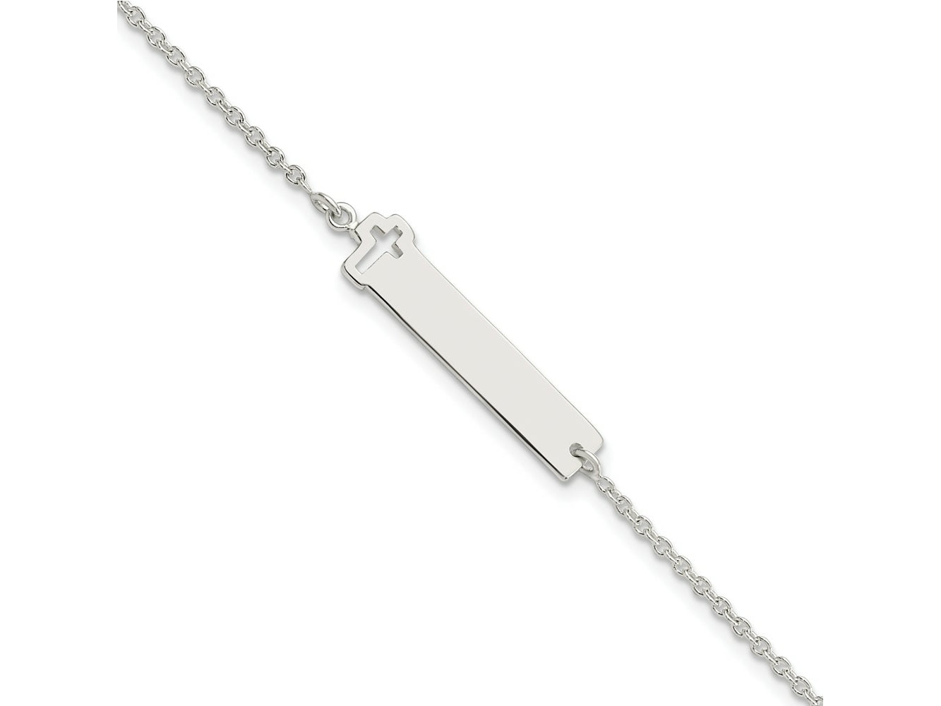 FJC Finejewelers 925 Sterling Silver ID Bracelet Polished Cross ID 7in Bracelet 7 Inches x 7 mm