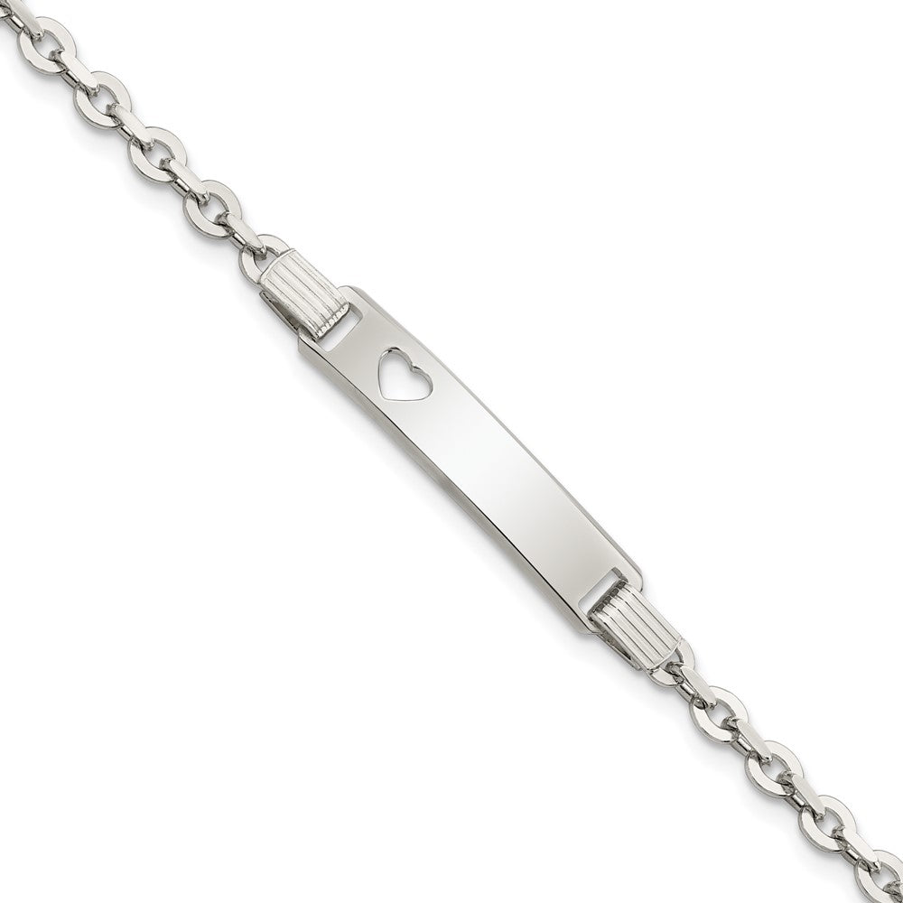 FJC Finejewelers 925 Sterling Silver Polished ID W/Heart Bracelet 7.5 Inches x 5 mm