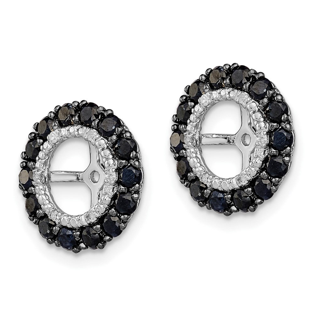 FJC Finejewelers 925 Sterling Silver Earring Jackets and Enhancer Rhodium Diam. and Black Sapphire Earring Jacket 13 x 1