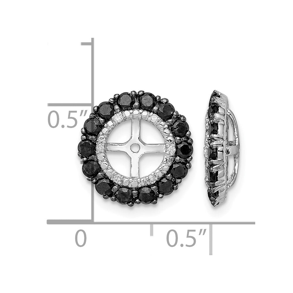 FJC Finejewelers 925 Sterling Silver Earring Jackets and Enhancer Rhodium Diam. and Black Sapphire Earring Jacket 13 x 1