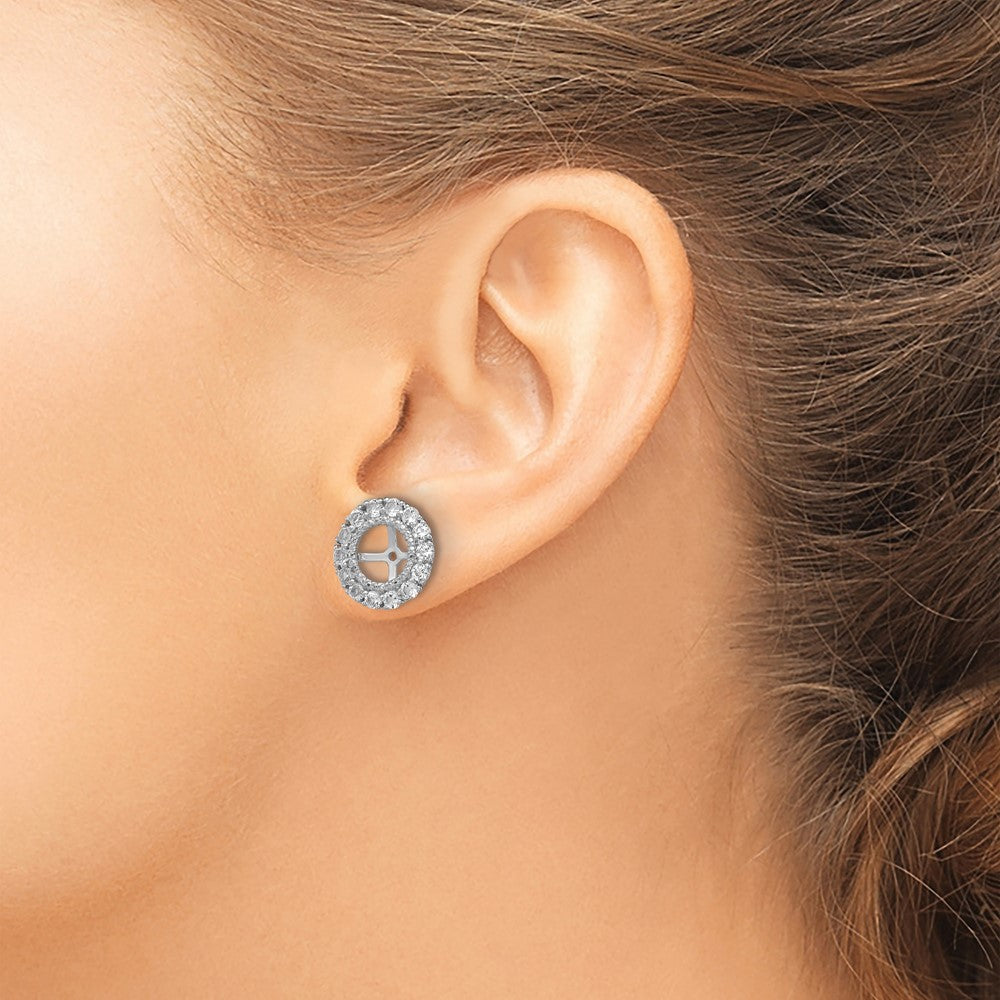 FJC Finejewelers 925 Sterling Silver Earring Jackets and Enhancer Rhodium Diam. and White Topaz Earring Jacket 13 x 13 m