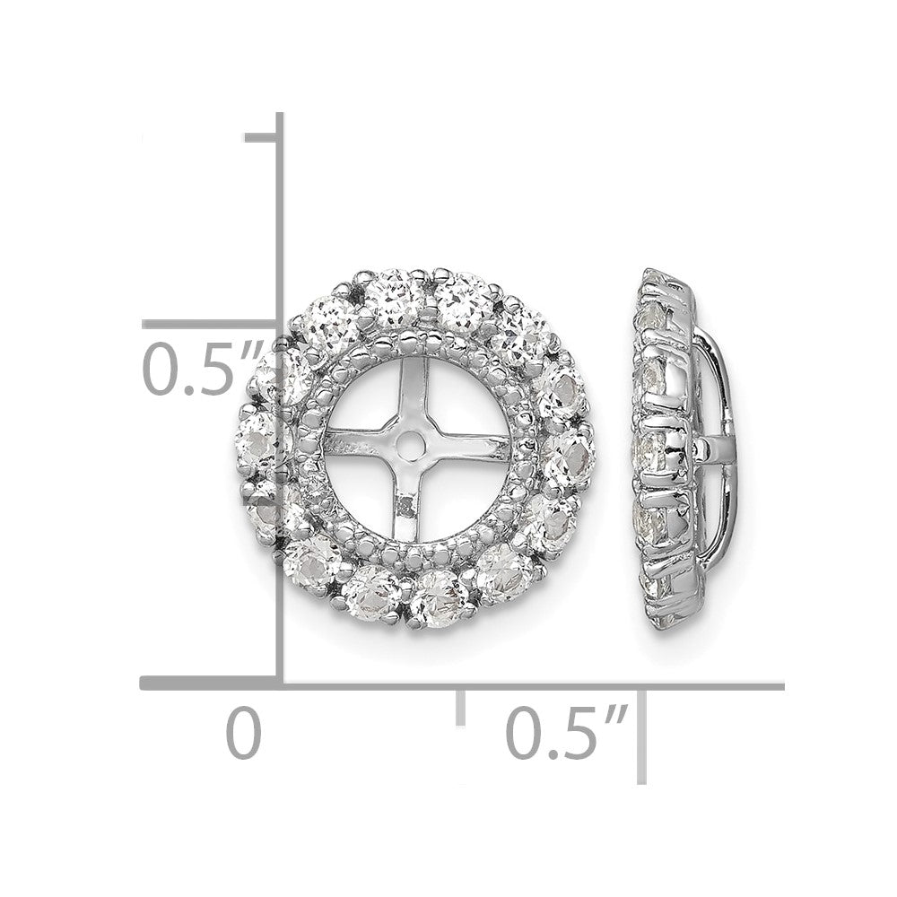 FJC Finejewelers 925 Sterling Silver Earring Jackets and Enhancer Rhodium Diam. and White Topaz Earring Jacket 13 x 13 m