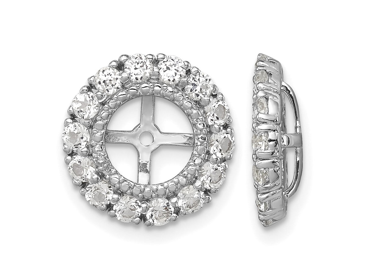 FJC Finejewelers 925 Sterling Silver Earring Jackets and Enhancer Rhodium Diam. and White Topaz Earring Jacket 13 x 13 m