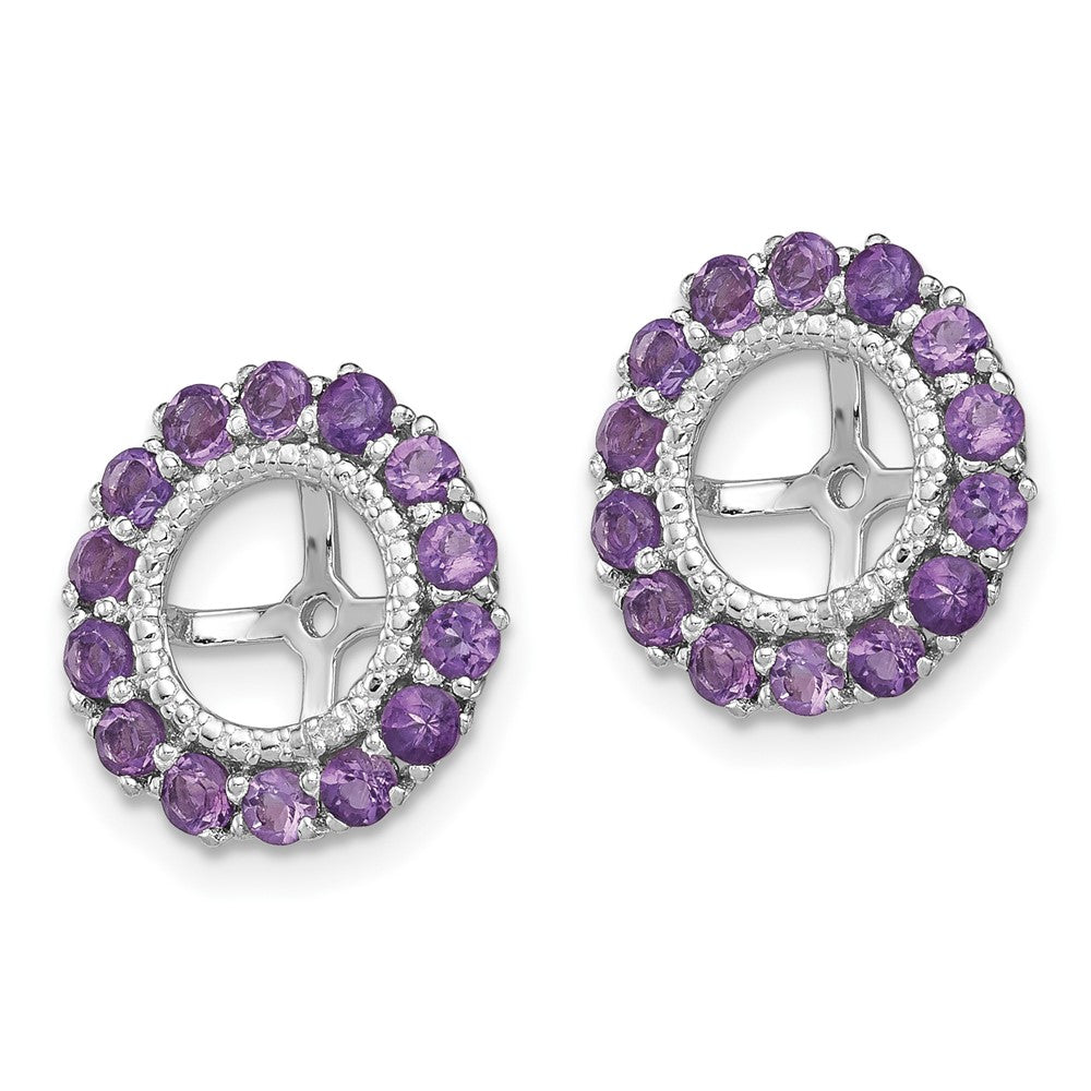 FJC Finejewelers 925 Sterling Silver Earring Jackets and Enhancer Rhodium Diam. and Amethyst Earring Jacket 13 x 13 mm