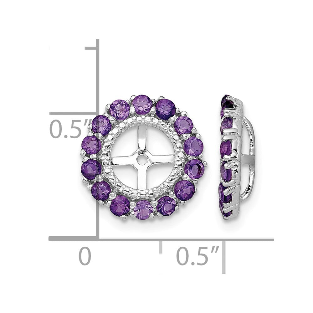 FJC Finejewelers 925 Sterling Silver Earring Jackets and Enhancer Rhodium Diam. and Amethyst Earring Jacket 13 x 13 mm
