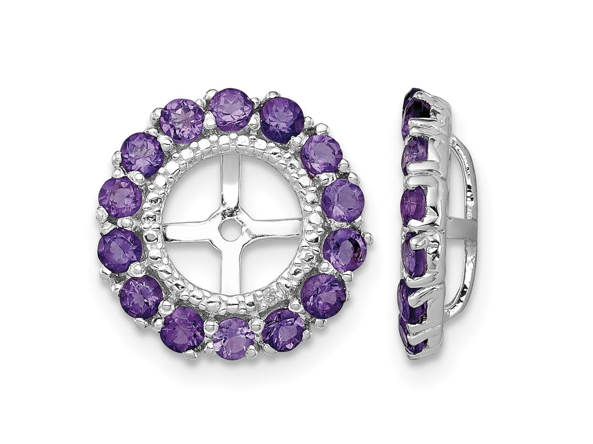 FJC Finejewelers 925 Sterling Silver Earring Jackets and Enhancer Rhodium Diam. and Amethyst Earring Jacket 13 x 13 mm