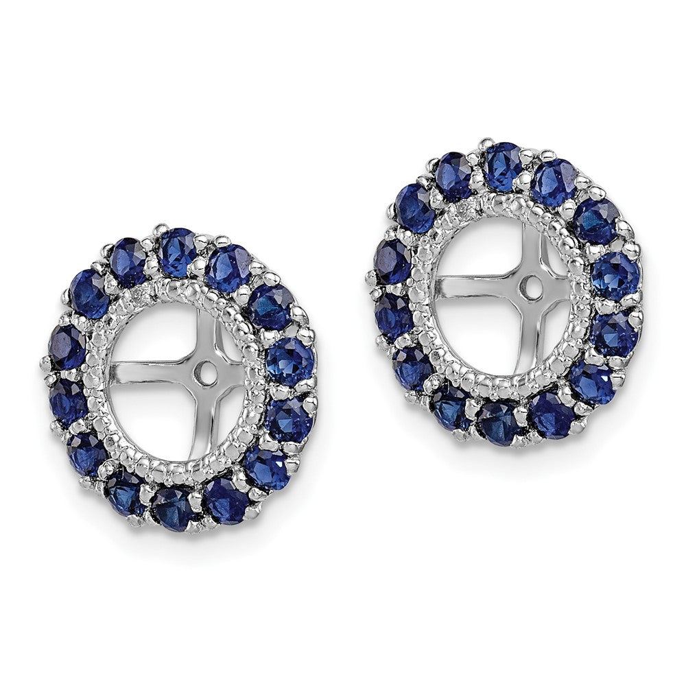 FJC Finejewelers 925 Sterling Silver Earring Jackets and Enhancer Rhodium Diam. and Created Sapphire Earring Jacket 13 x
