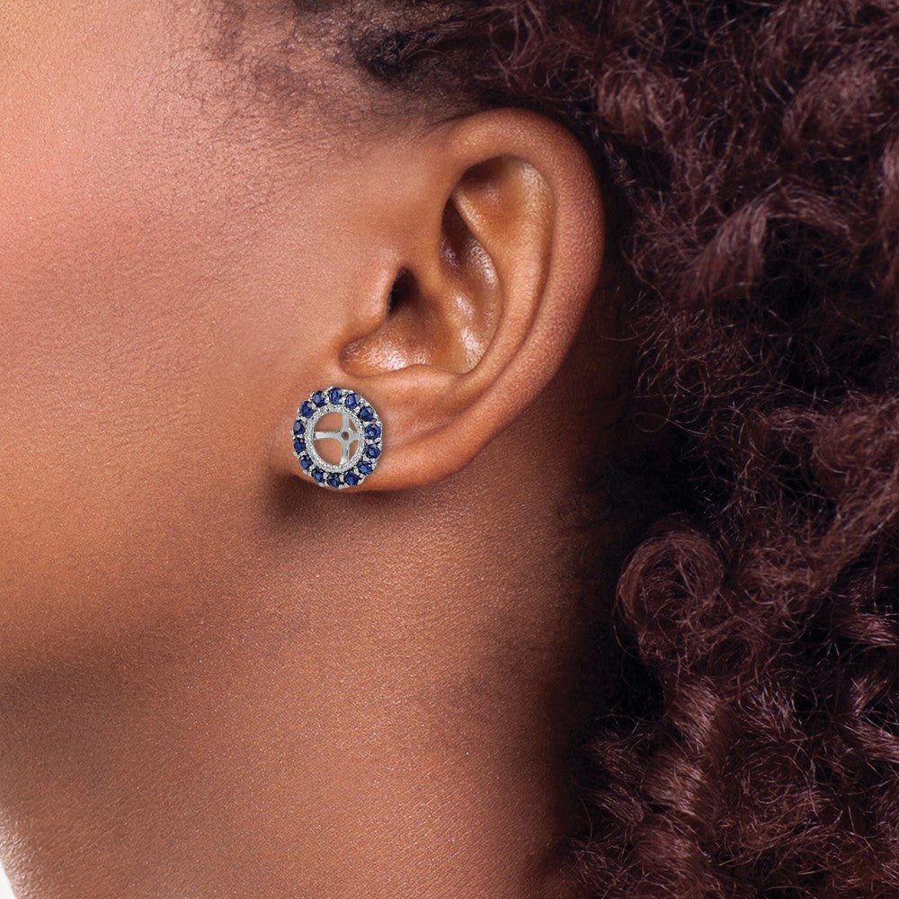 FJC Finejewelers 925 Sterling Silver Earring Jackets and Enhancer Rhodium Diam. and Created Sapphire Earring Jacket 13 x