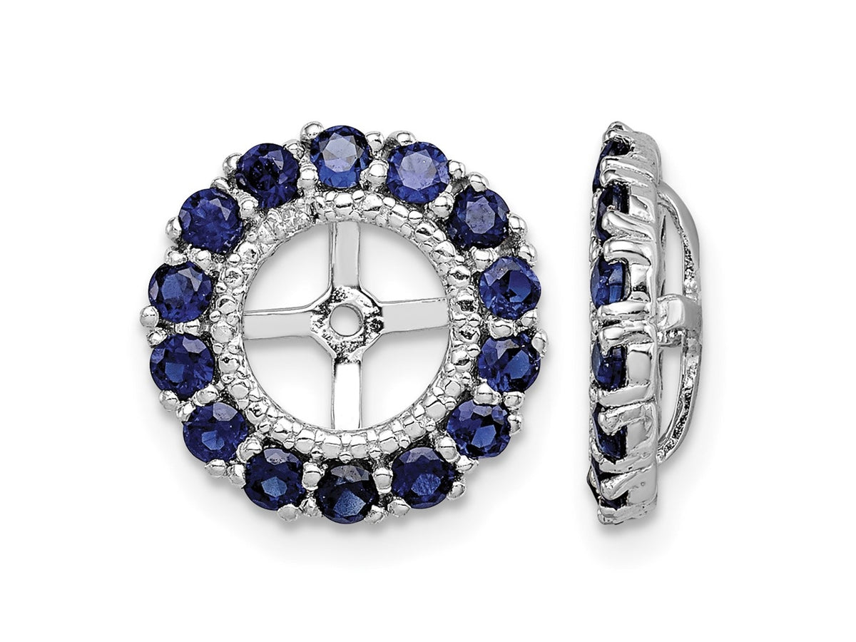 FJC Finejewelers 925 Sterling Silver Earring Jackets and Enhancer Rhodium Diam. and Created Sapphire Earring Jacket 13 x