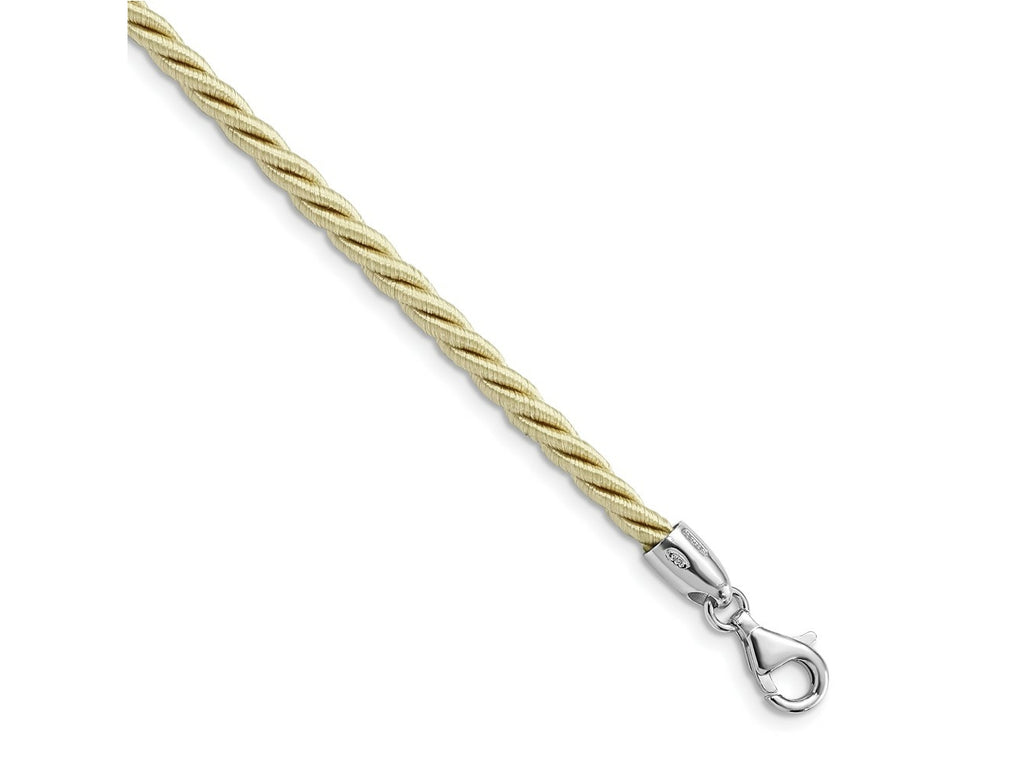 FJC Finejewelers 925 Sterling Silver Rhodium Plated 18inch Cream Satin Cord Necklace 18 Inches x 4 mm