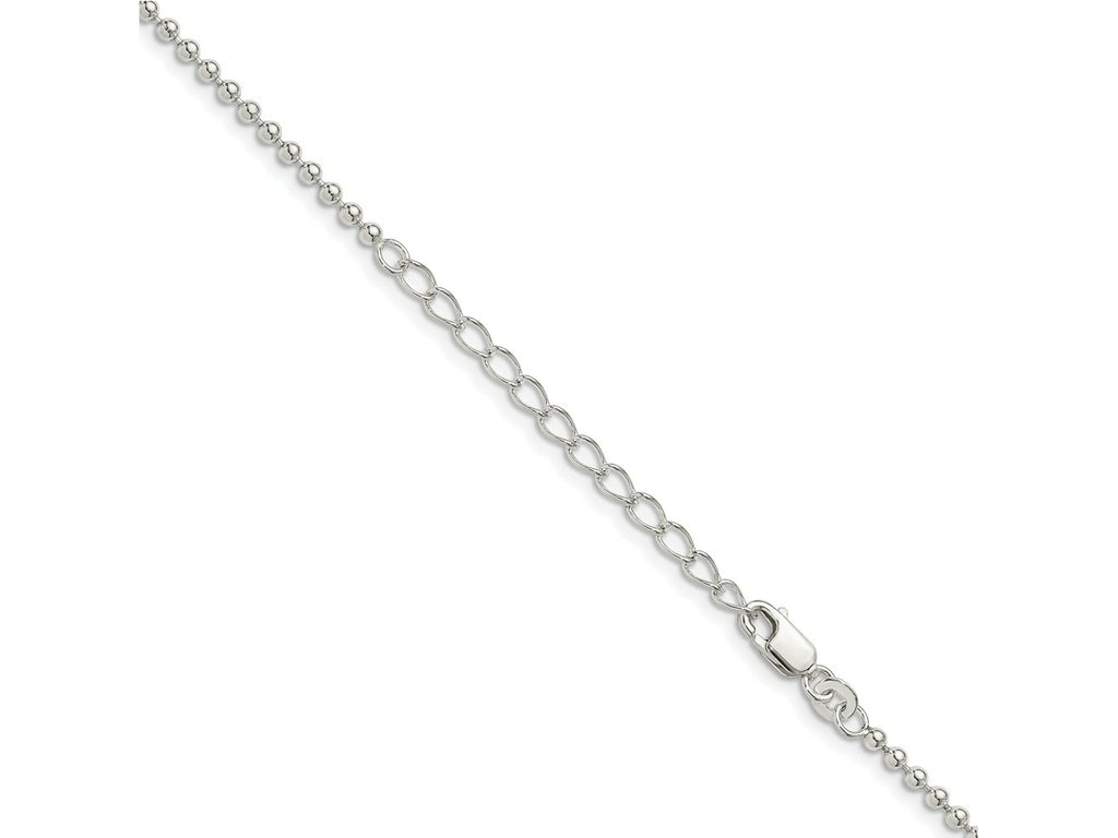 FJC Finejewelers 925 Sterling Silver Ball Beaded Chain with 2in ext. 18 Inches x 2.35 mm