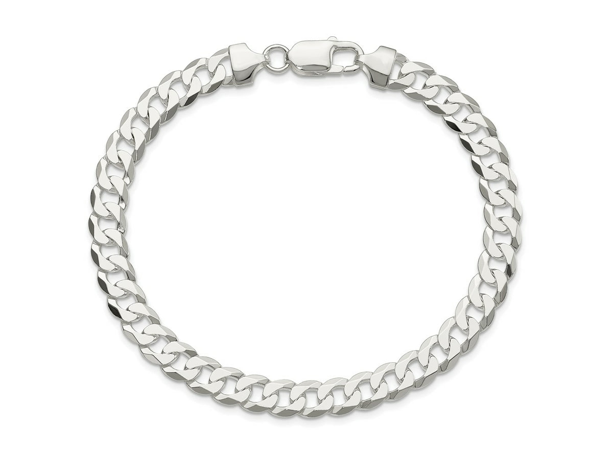FJC Finejewelers 925 Sterling Silver Flat Curb Chain Bracelet 8 Inches x 8 mm