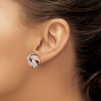 FJC Finejewelers 925 Sterling Silver Hand Made Bright Cut Button Rose  Post Earrings 15 x 18 mm